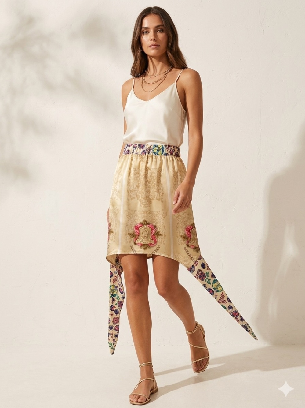 Dana Ashkenazi Silk-Feel Handkerchief Skirt / Strapless Convertible Top